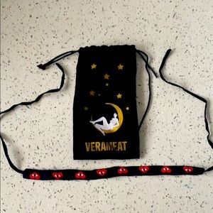 Verameat Black Silk Choker Embroidered hearts